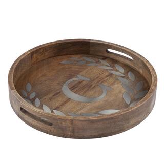 GG COLLECTION 32 in. Round Mango Wood Serving Tray C