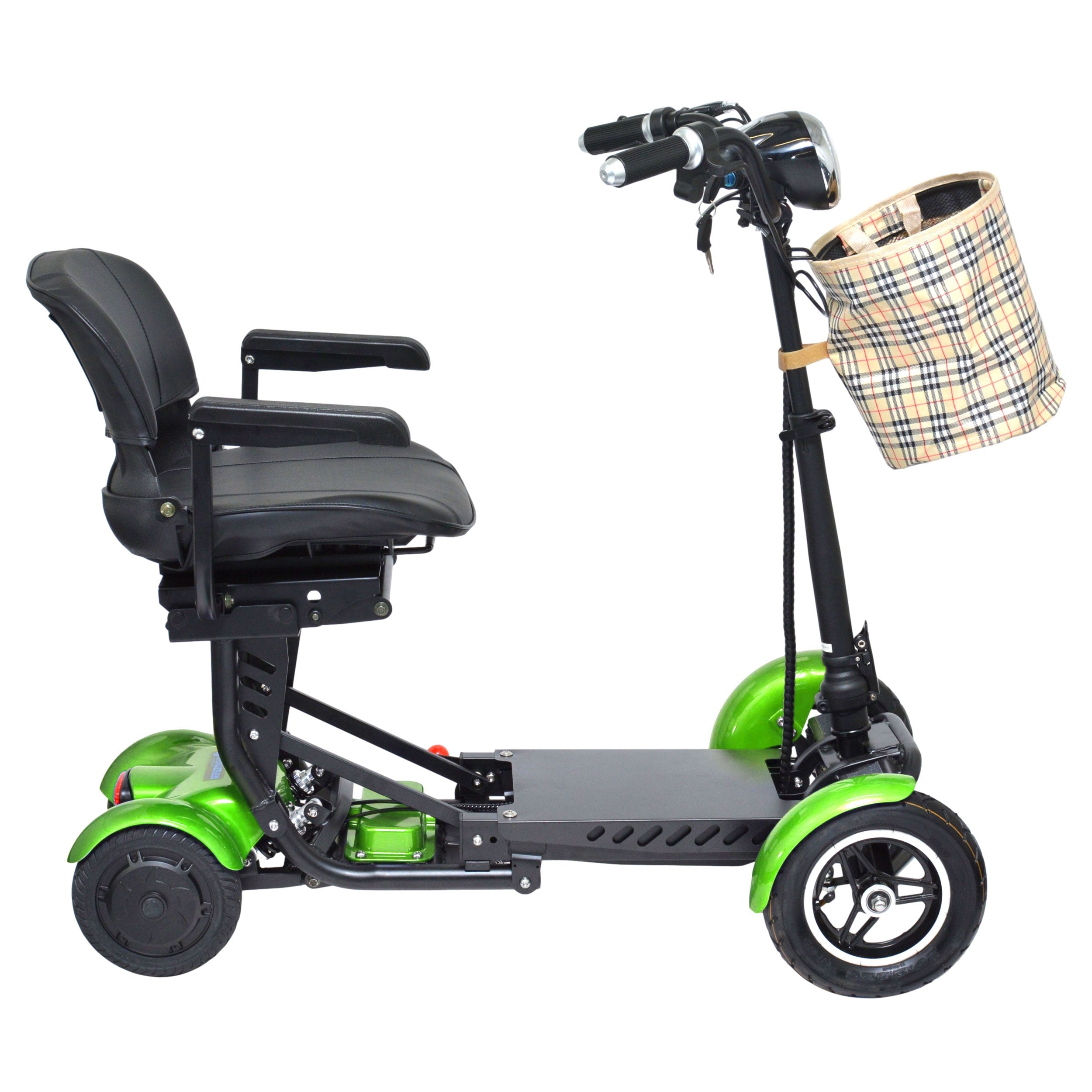 Special Design Green Portable Travel Scooter, LED Lights Extra Child Seat