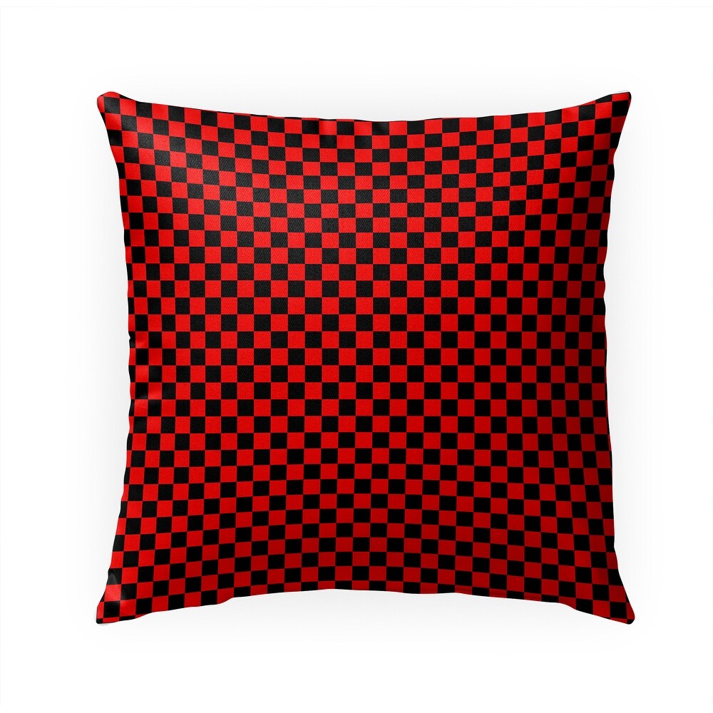 CHECKER BOARD RED   BLACK IndoorOutdoor Pillow By Kavka Designs