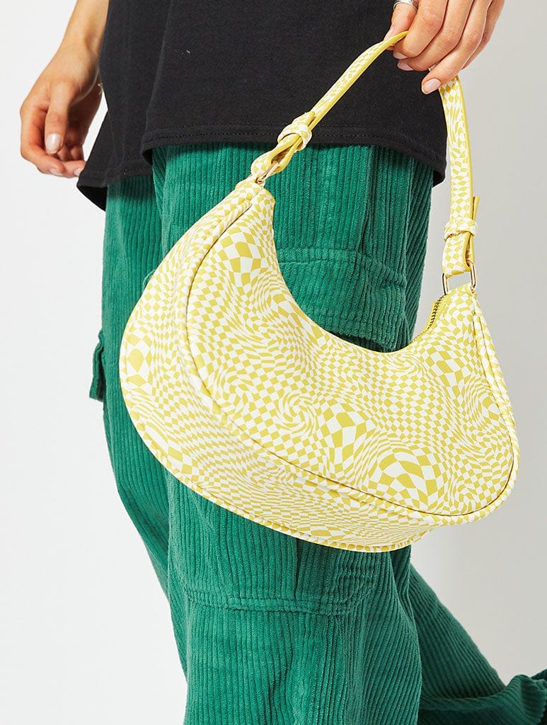 Sunshine Yellow Checkered Shoulder Bag