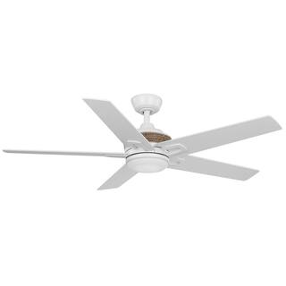 Hampton Bay Lowry 52 in. White Color Changing LED Indoor Matte White Ceiling Fan with Remote and Light Included 92406