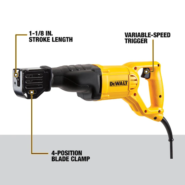 DEWALT Variable Speed Corded Reciprocating Saw