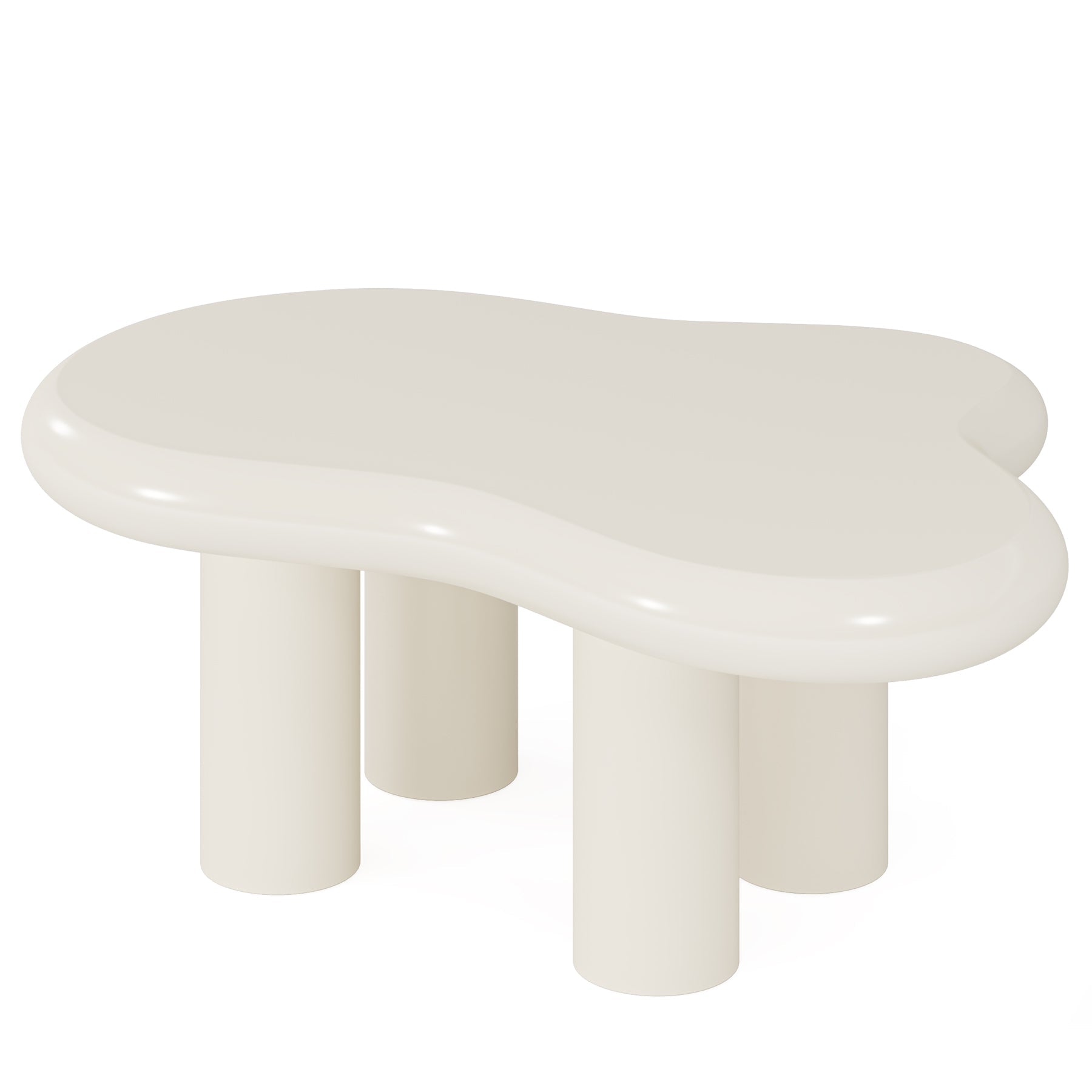 Cloud-Shaped Coffee Table, Modern Center Table with 4 Solid Legs