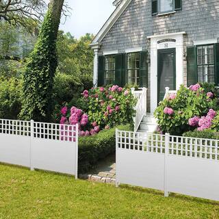 NEUTYPE 4 ft. x 4 ft. Vinyl Privacy Fence Panel White Grids HD-A-YP01003