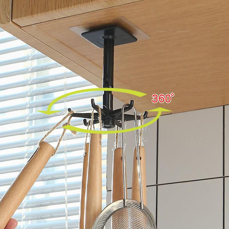 360 Degrees Rotated Kitchen Hooks Self Adhesive 6 Hooks Home Wall Door Hook Handbag Clothes Ties Bag Hanger Hanging Rack