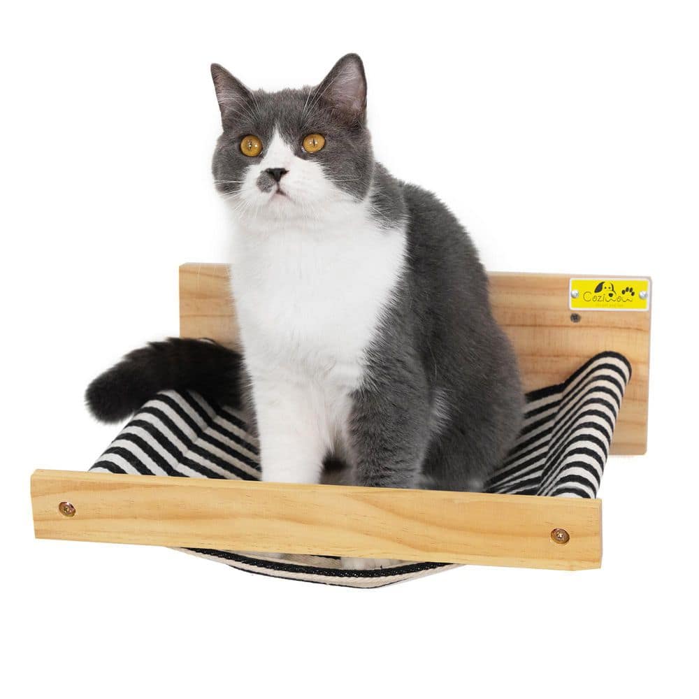 COZIWOW Cat Perch Shelf Wall-Mounted Wooden Hammock, Medium CW12B0505