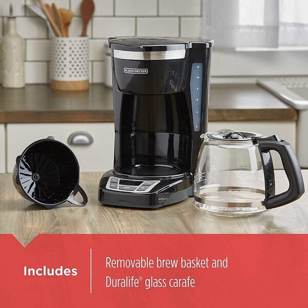 12 Cup Programmable Coffee Maker in Black