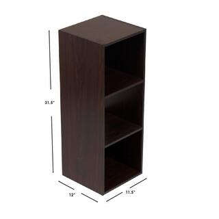 Home Basics Open and Enclosed 3 MDF Cube Organizer Espresso HDC92668