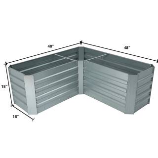 LuxenHome L-Shaped Galvanized Metal Raised Garden Bed WHPL1273