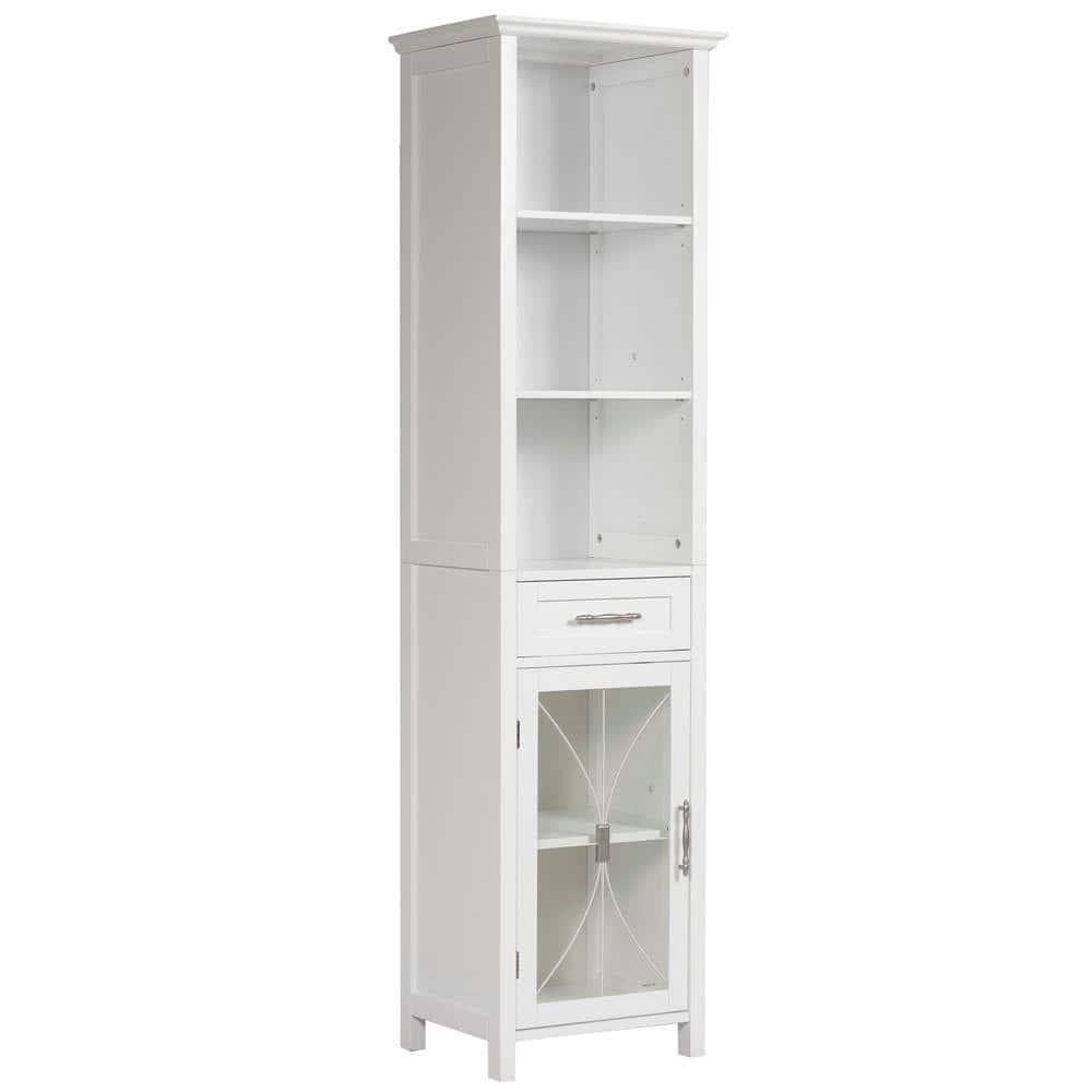 Teamson Home Victorian 17 in W x 65 in H x 1312 in D Bathroom Linen Storage Cabinet in White