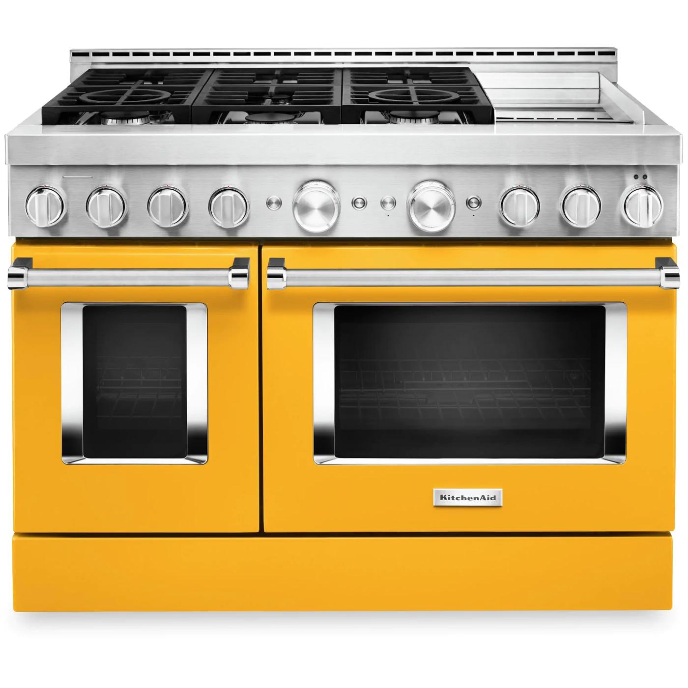 KitchenAid 48-inch Freestanding Dual Fuel Range with Even-Heat? True Convection KFDC558JYP