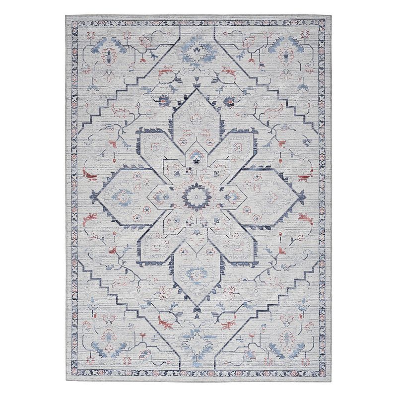 Nicole Curtis Series 1 Farmhouse Medallion Washable Indoor Area Rug