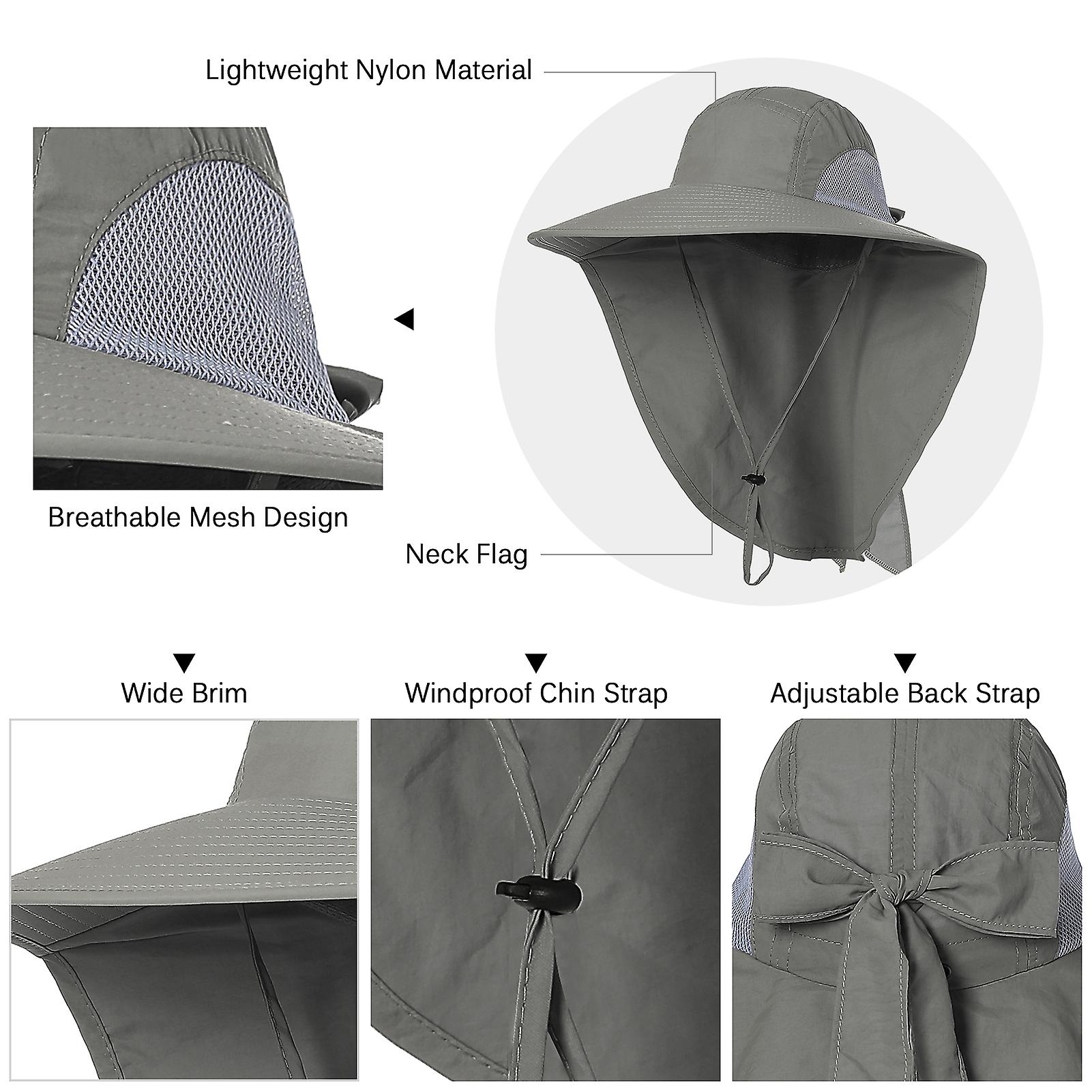 Women Wide Brim Sun Hat With Neck Flap For Travel Camping Hiking Boating Fishing Multicolor