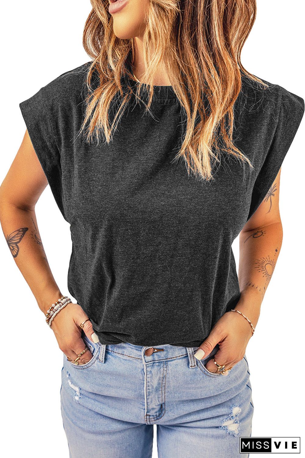 Cotton Blend Round Neck Tee