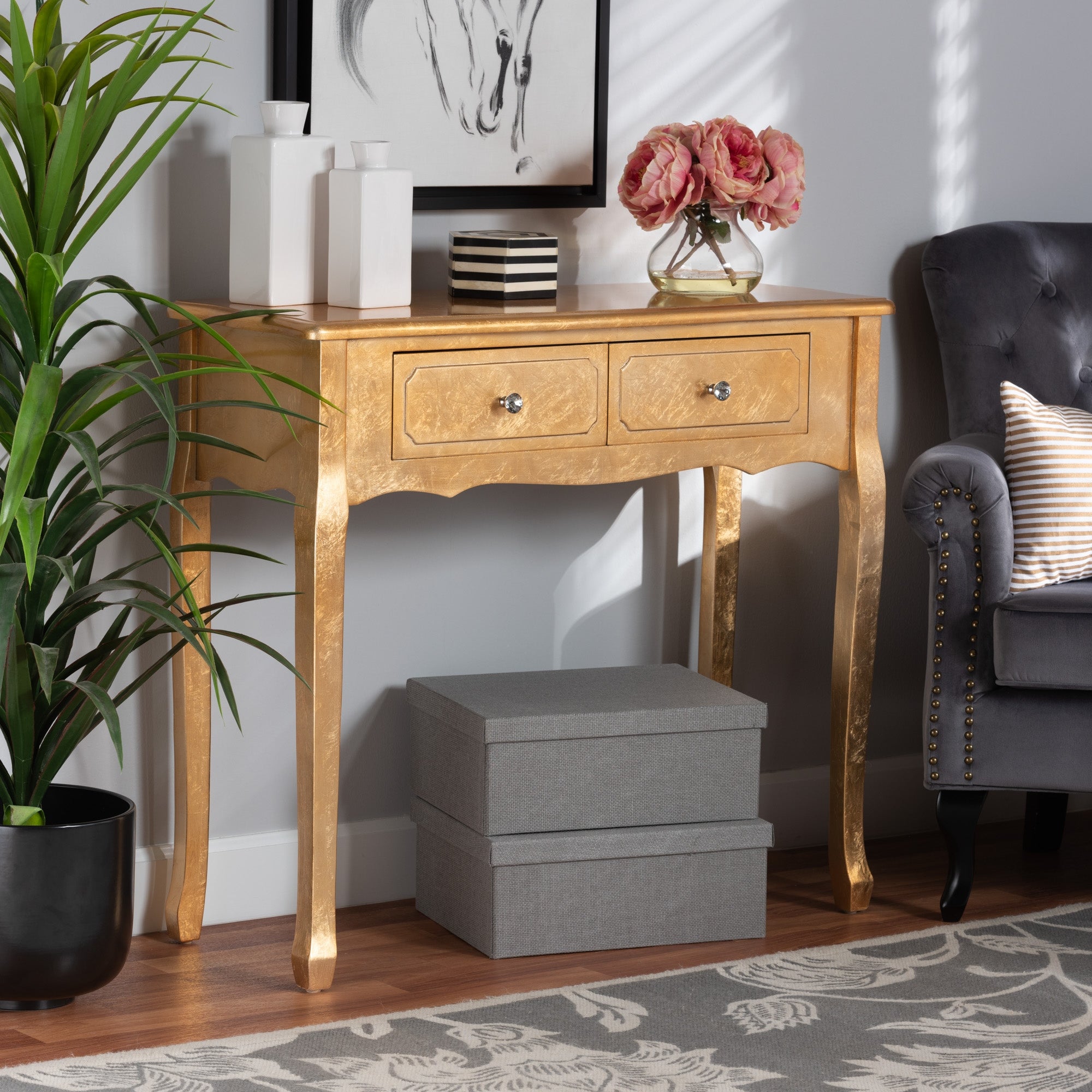 Newton Classic and Traditional 2-Drawer Wood Console Table