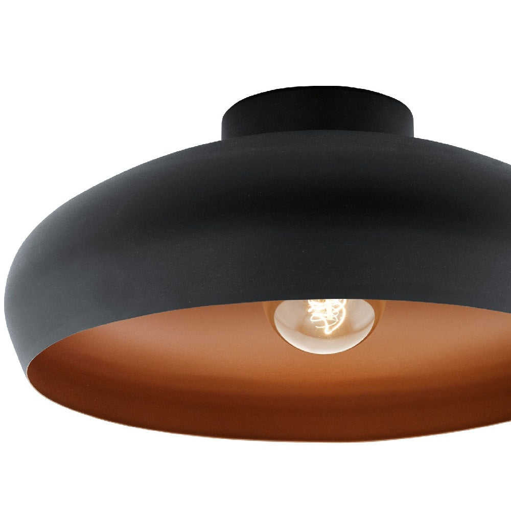 Eglo 94547 Mogano Vintage Black & Copper Dome Flush Light 40cm