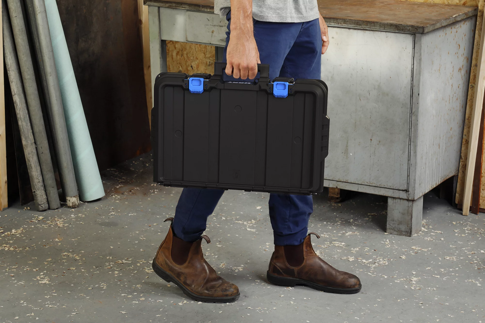 HART 252719 Stack System Tool Box with Small Blue Organizer and Dividers， Fits HART's Modular Storage System