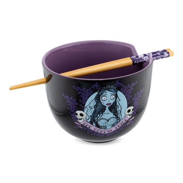 Silver Buffalo Tim Burton x27 s Corpse Bride Emily 20 ounce Ramen Bowl And Chopstick Set