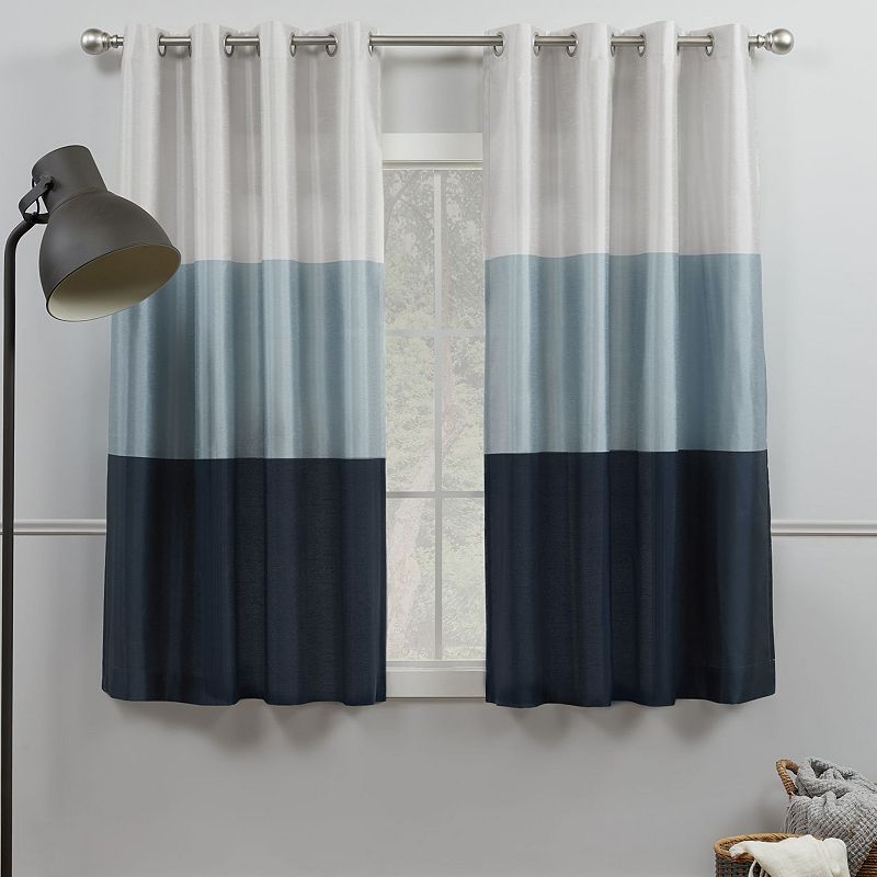 Exclusive Home 2-pack Chateau Striped Faux Silk Window Curtain Set