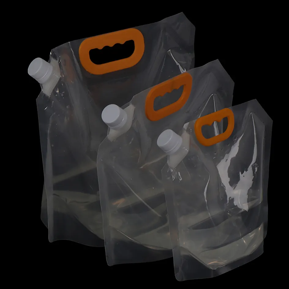 1.5/3/5L Foldable Beer Bag Transparent Stand Up Plastic Juice Milk Packaging Bag Outdoor Camping Hiking Portable Water Bags