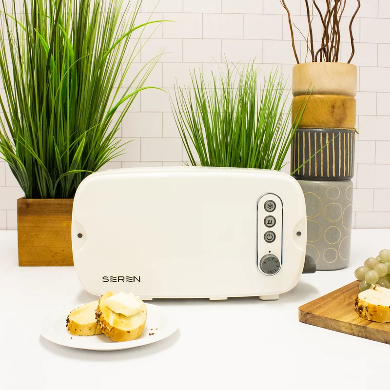 BergHOFF Seren Side Loading Toaster with Cool Touch Exterior and Removable Crumb Tray， White， Without Serving Tray