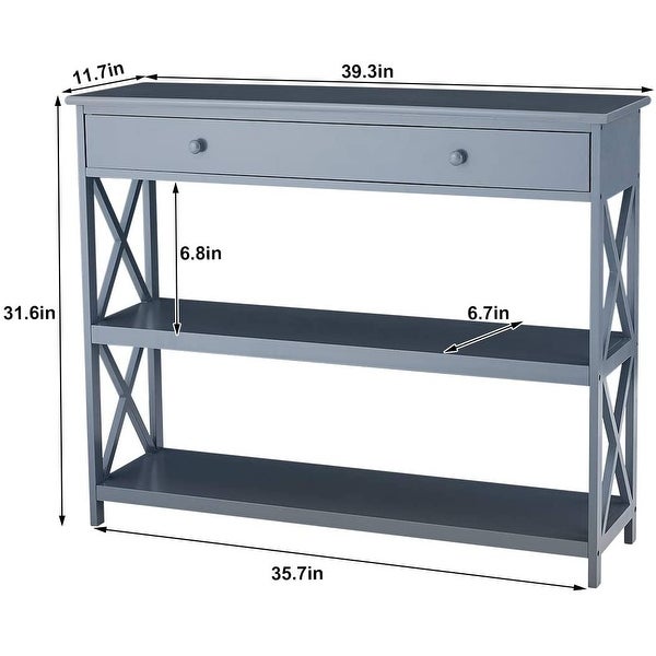 EROMMY 3-Tiered Classic X Design Sofa Table