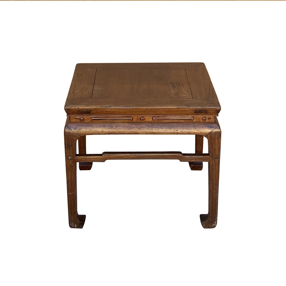 Chinese Rustic Vintage Brown Square Wood Stool Table Stand Hws2570   Asian   Side Tables And End Tables   by Golden Lotus Antiques  Houzz