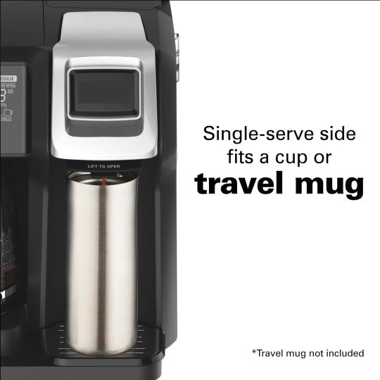 2-Way Coffee Maker, Compatible with Grounds, Combo, Single Serve & Full 12c Pot, Black - Fast Brewing