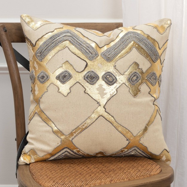 Geometric Poly Filled Throw Pillow Gold Rizzy Home