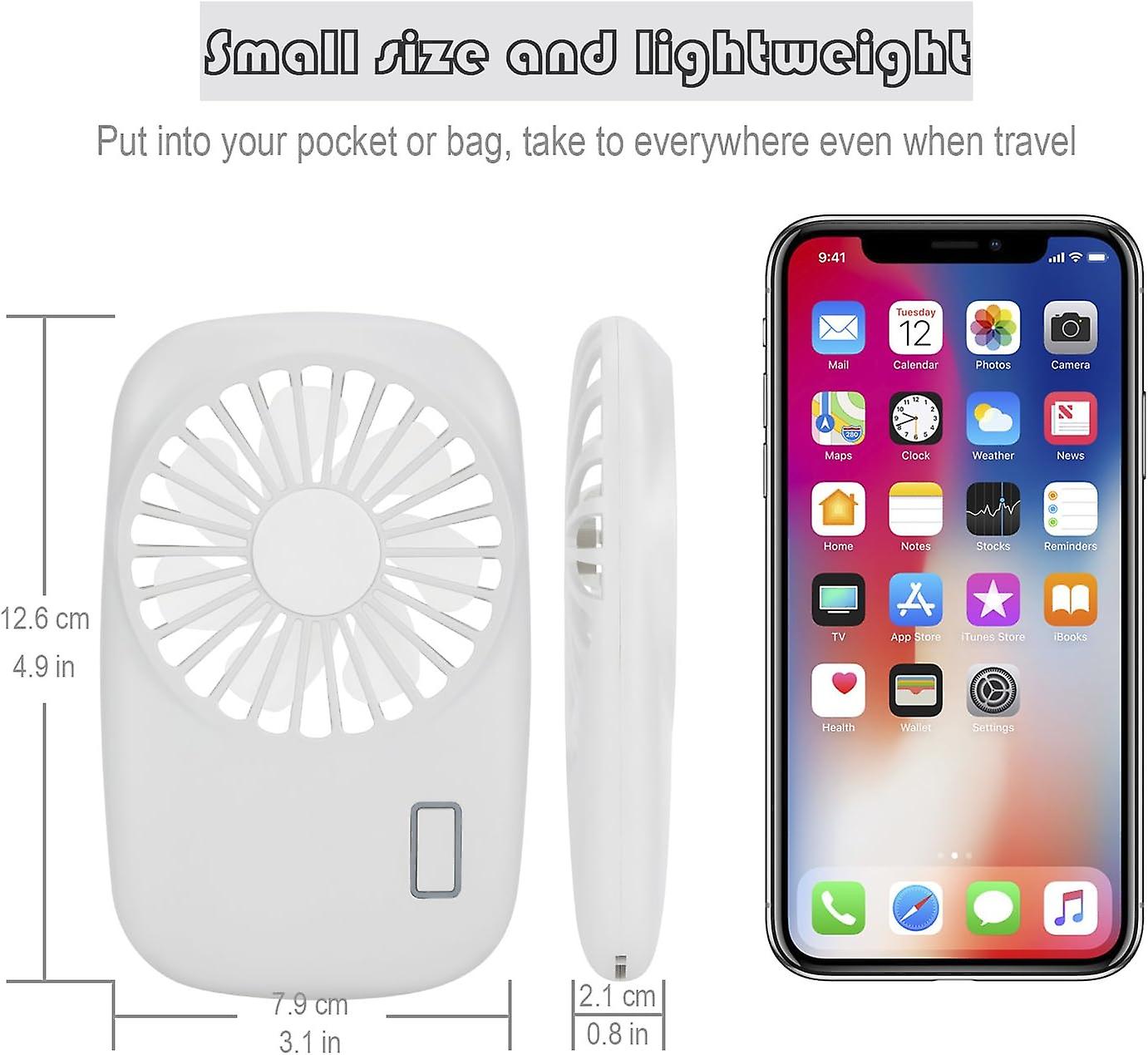 Handheld Fan Mini Fan Powerful Small Personal Portable Fan Speed Adjustable Usb Rechargeable Cooling For Kids Girls Woman Home Office Travel， White