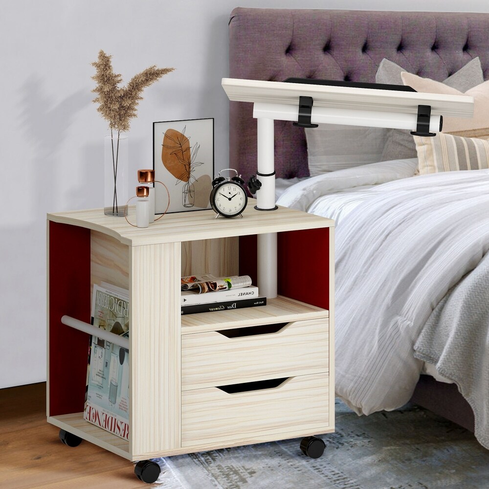 SOGES Nightstand Adjustable Rotary Table for Bedroom