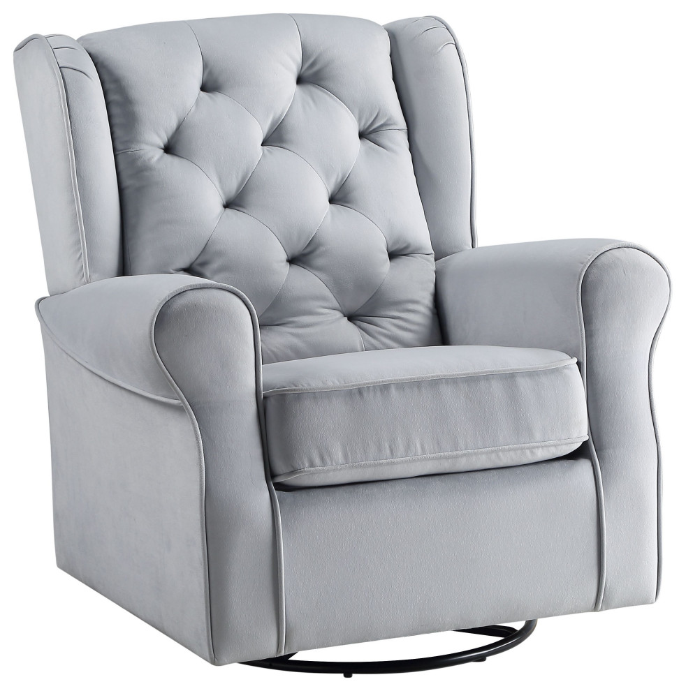 ACME Zeger Swivel Chair with Glider in Gray Fabric   Transitional   Recliner Chairs   by Acme Furniture  Houzz