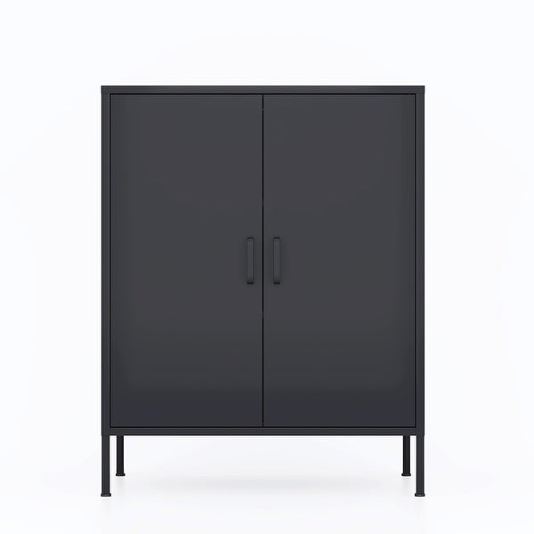 Metal Storage Locker Cabinet， Adjustable Shelves Free Standing Sideboard Steel Cabinets