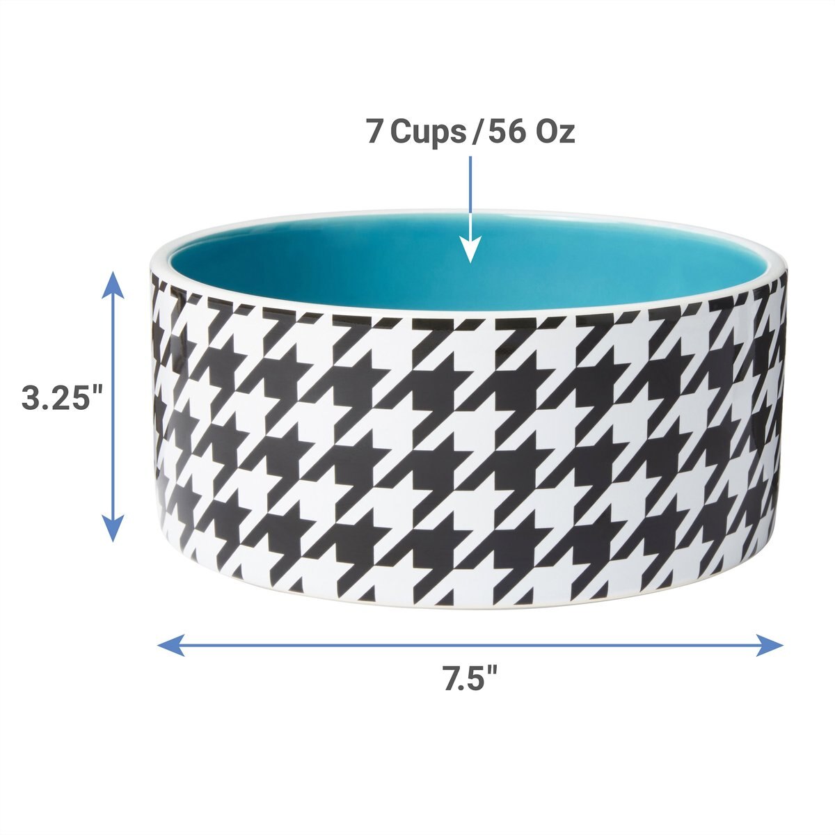 Frisco Houndstooth Non-skid Ceramic Dog Bowl