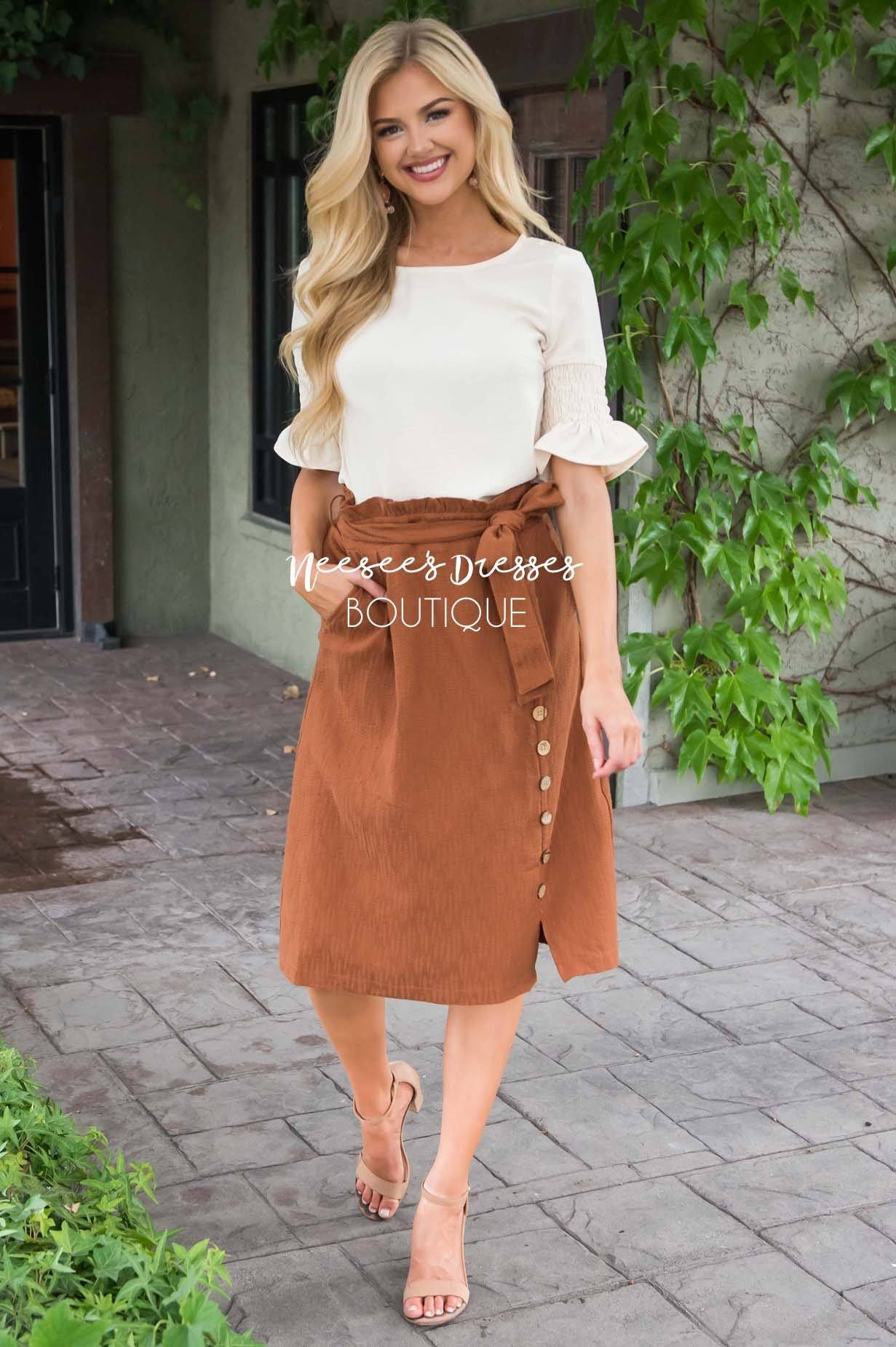 Lets Meet For Brunch Button Skirt