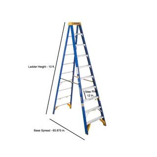 Werner 10 ft. Fiberglass Electricians JobStation Step Ladder with 375 lb. Load Capacity Type IAA Duty Rating OBEL10