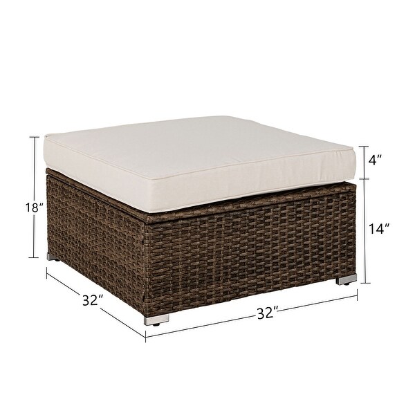 COSIEST Outdoor Furniture Wicker Addon Ottoman