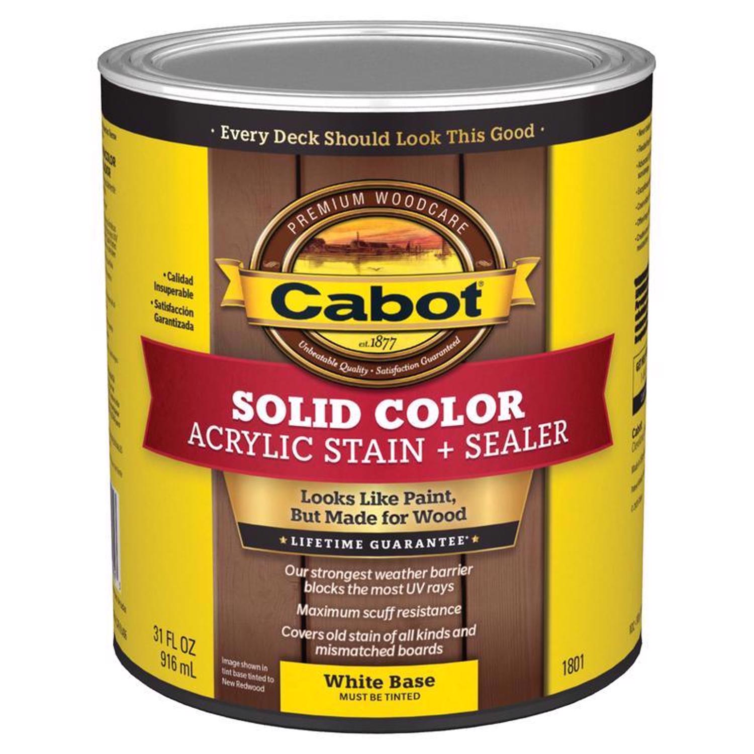 Cabot Solid Color Acrylic Stain \u0026 Sealer Solid Tintable White Base Acrylic Deck Stain 1 qt