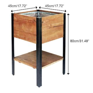 Grapevine 17.2 in. x 17.2 in. Urban Garden Tall Recycled Wood  Metal Planter with shelf PL10003