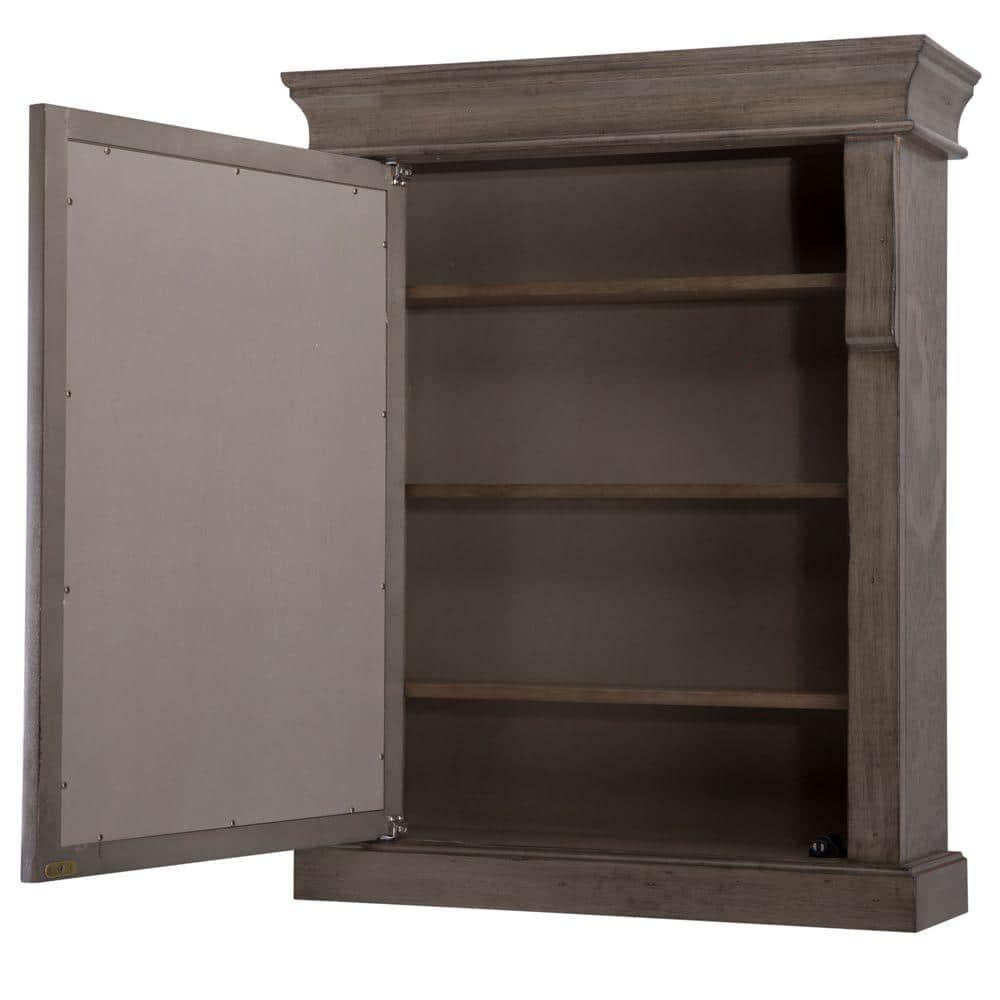 Home Decorators Collection Naples 25 in W x 31 in H x 8 in D Framed SurfaceMount Bathroom Medicine Cabinet in Distressed Grey