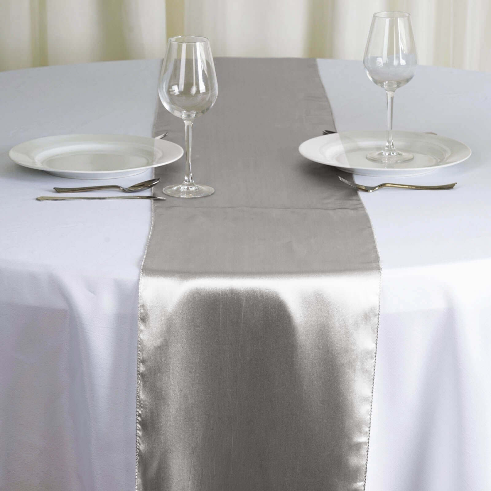 Silver Satin Table Runner 12