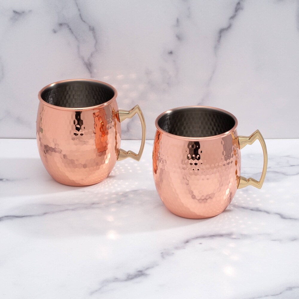 20 Oz Hammered Copper Moscow Mule Mugs  Set Of 2