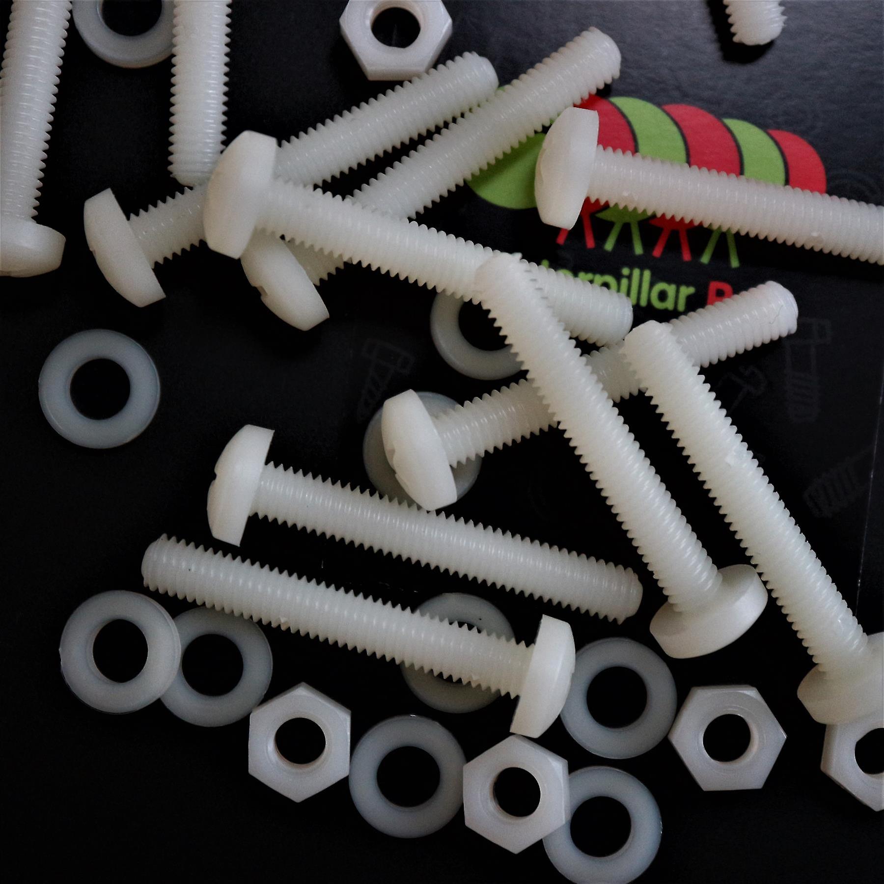 50x Nylon， Pan Cross Head， M6 x 40mm， Plastic Bolts， Nuts and Washers - Screws