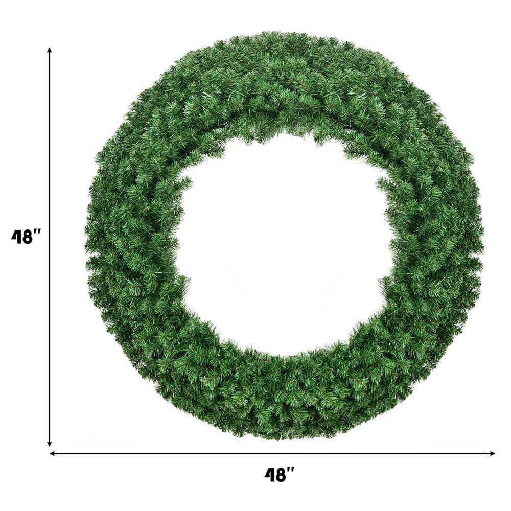  48 in. Green Cordless Pre-Lit LED Artificial Christmas Wreath 714 Tips with 200 LED Light and Timer GHM0334