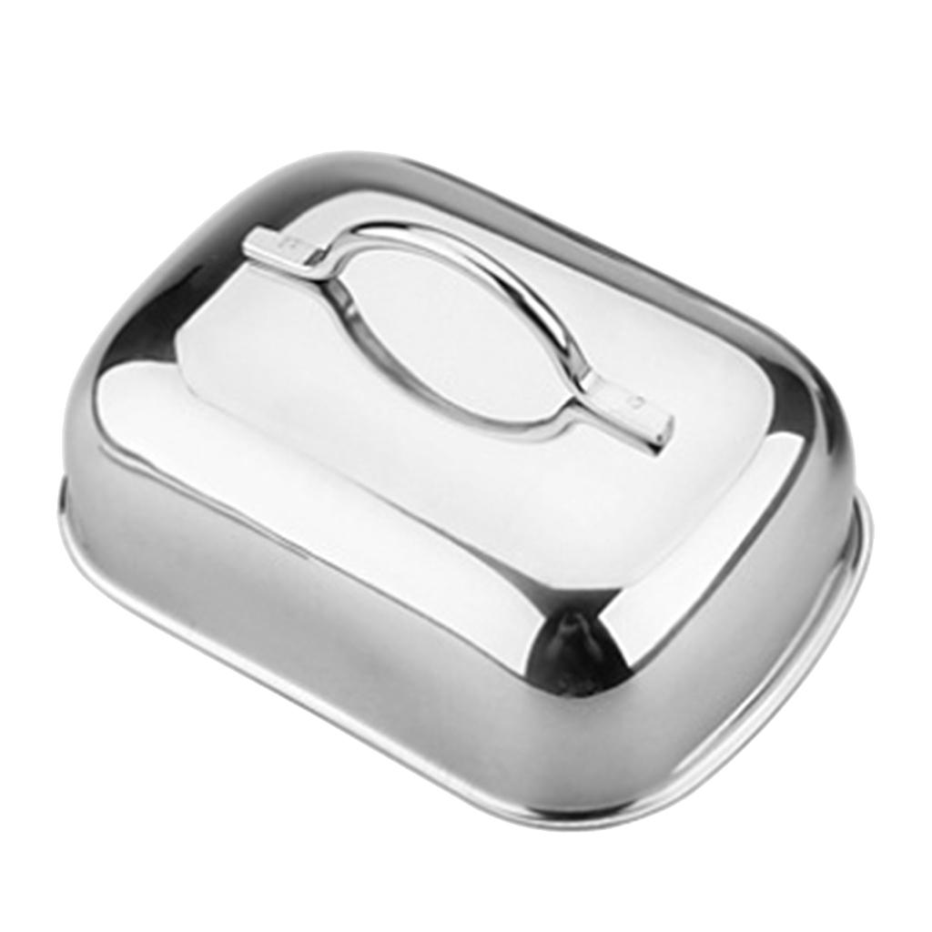 Large Butter Dish Steel Keeper with Lid Cover， Perfect for 2 Sticks of Butter，