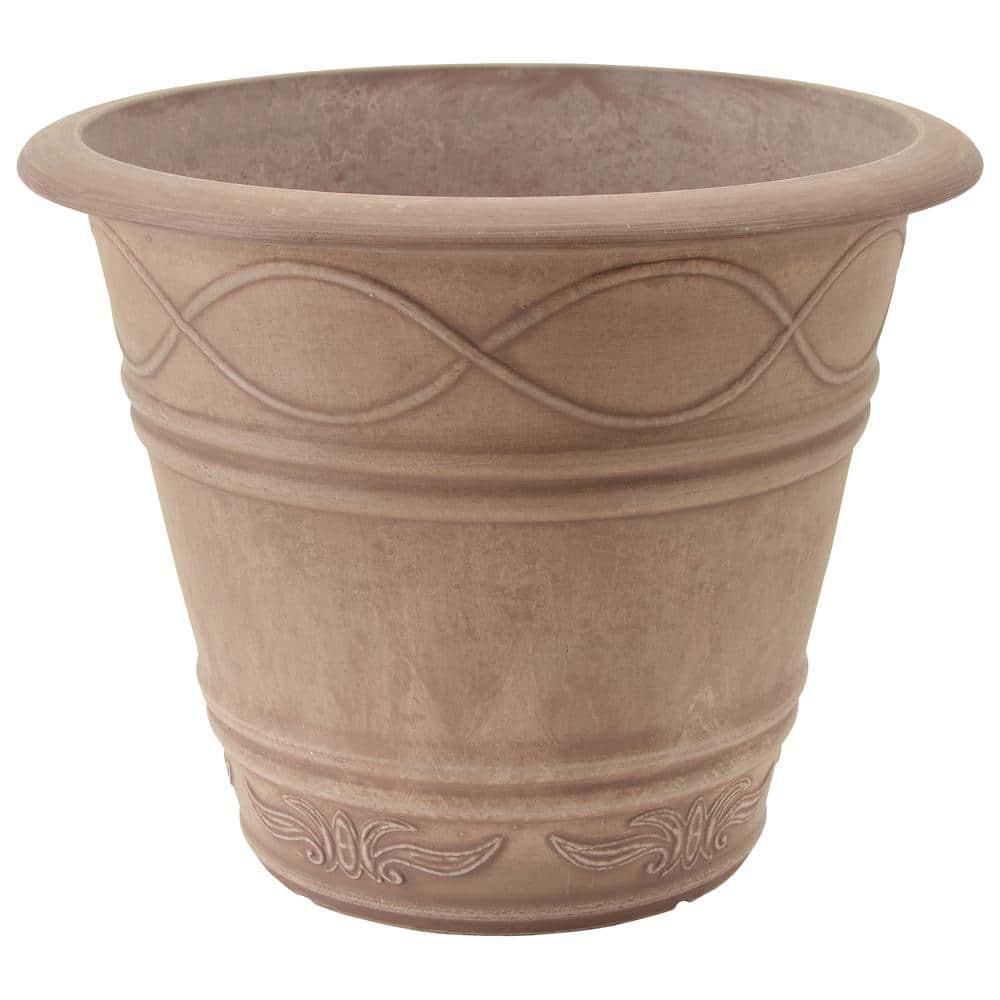 Arcadia Garden Products Western Weave 14-1/2 in. x 11 in. Taupe Composite PSW Pot ME36TP