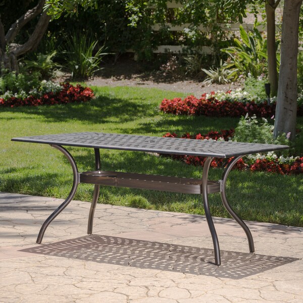 Austin Outdoor Cast Aluminum Square Dining Table with Umbrella Hole by Christopher Knight Home