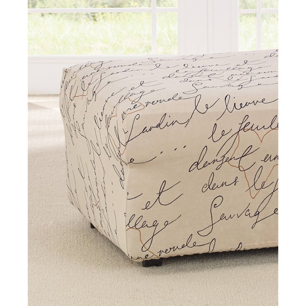 Stretch Pen Pal Ottoman Slipcover Parchment Waverly Home