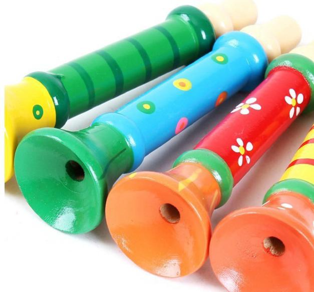 New Year's Deals!Womail Multi-Color Baby kids Wooden Horn Hooter Trumpet Instruments Music Toys on Clearance