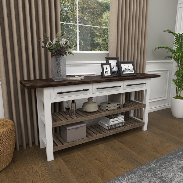 White Fir Farmhouse Console Table 32 x 71 x 16